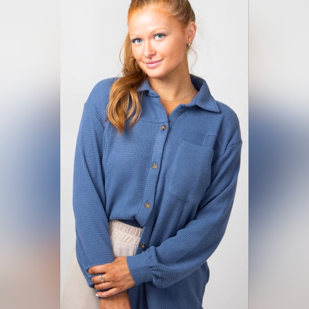Hotouch Blue Button Down Shirt—Size S